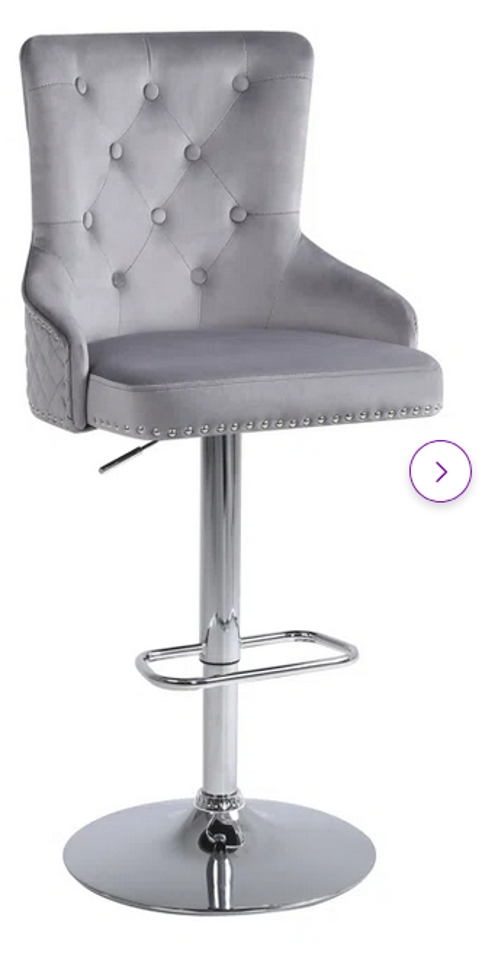 CHARLES (ZB-7136) GREY/SILVER BARSTOOL